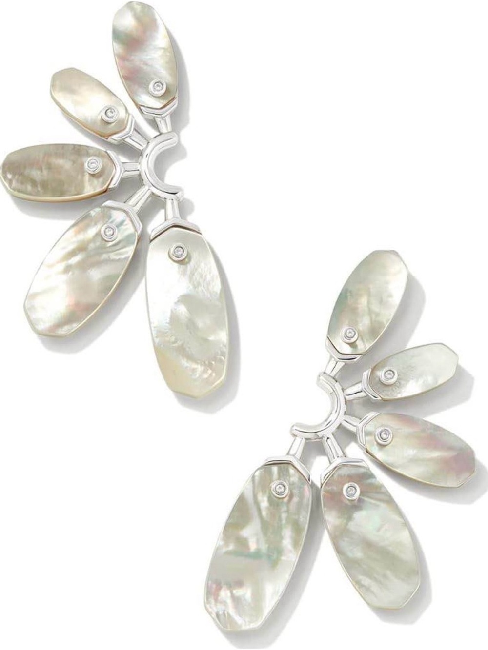 NWT Kendra Scott Set of Ashlyn chain Necklace + Statement Earrings in silver MOP - Picture 7 of 8